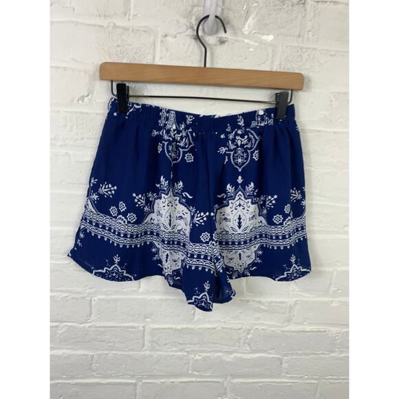 Lovers + Friends Women's Sasha Shorts Pull-On Blue Temple Scarf Size Small - Picture 3 of 5